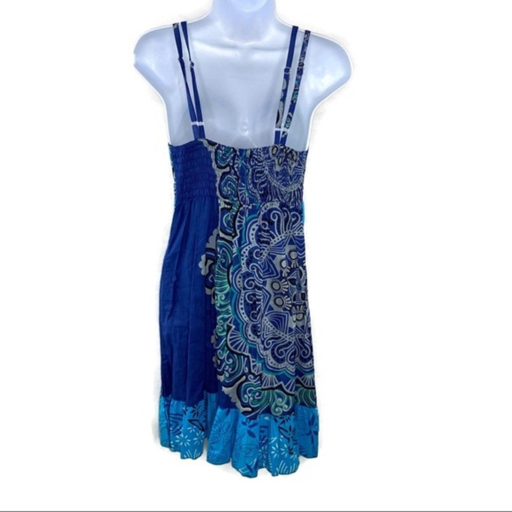 Shades of Blue Summer Tropical Spaghetti dress S/M - Picture 5 of 10